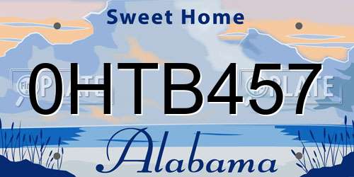 0HTB457 Alabama License Plate
