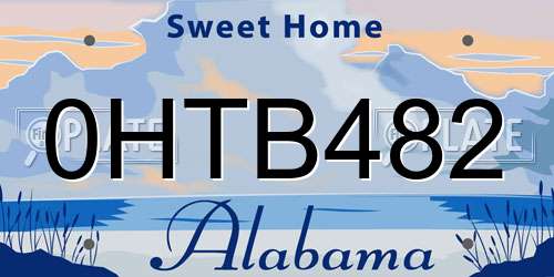 0HTB482 Alabama License Plate