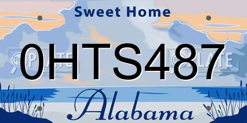 0HTS487 Alabama License Plate