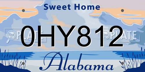 0HY812 Alabama License Plate