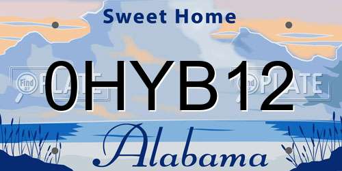 0HYB12 Alabama License Plate