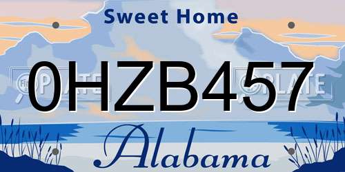 0HZB457 Alabama License Plate