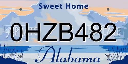 0HZB482 Alabama License Plate