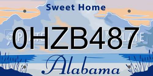 0HZB487 Alabama License Plate