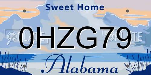 0HZG79 Alabama License Plate