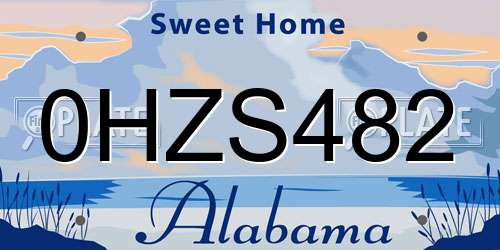 0HZS482 Alabama License Plate