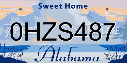 0HZS487 Alabama License Plate