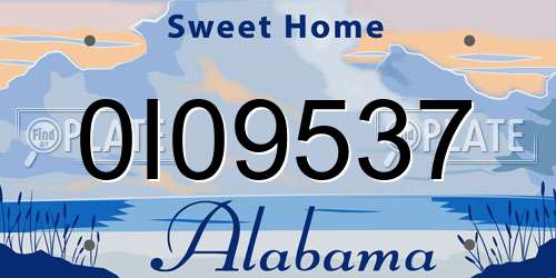 0I09537 Alabama License Plate