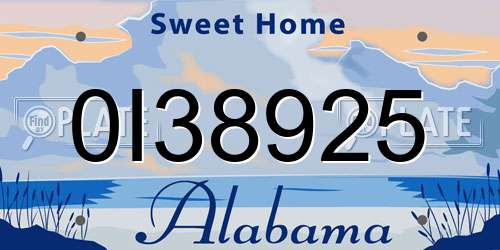 0I38925 Alabama License Plate