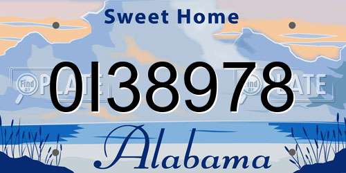 0I38978 Alabama License Plate