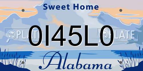 0I45L0 Alabama License Plate