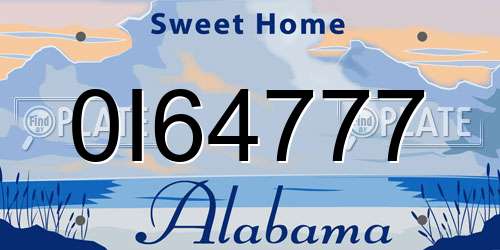 0I64777 Alabama License Plate