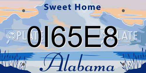 0I65E8 Alabama License Plate