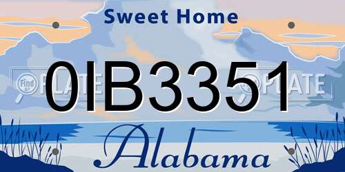 0IB3351 Alabama License Plate
