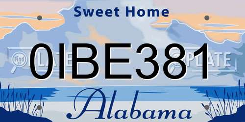 0IBE381 Alabama License Plate