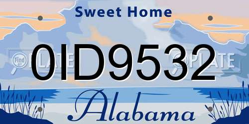0ID9532 Alabama License Plate