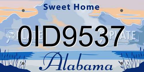 0ID9537 Alabama License Plate