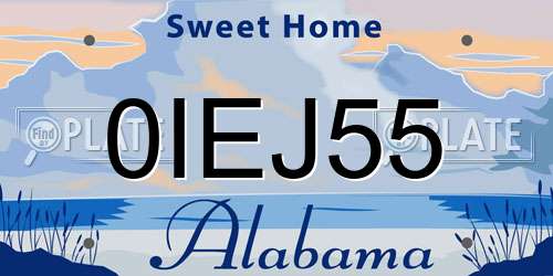 0IEJ55 Alabama License Plate