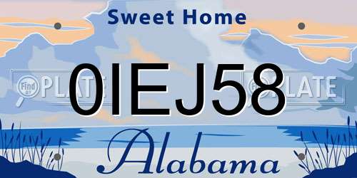 0IEJ58 Alabama License Plate