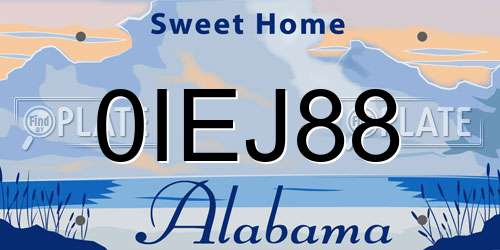 0IEJ88 Alabama License Plate