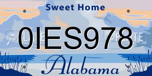 0IES978 Alabama License Plate