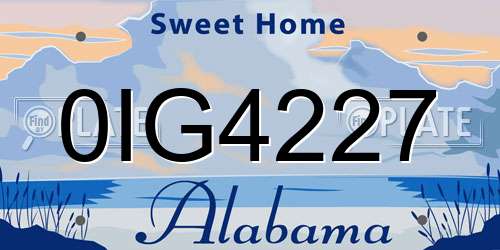 0IG4227 Alabama License Plate