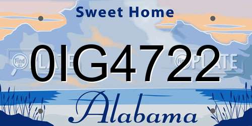 0IG4722 Alabama License Plate