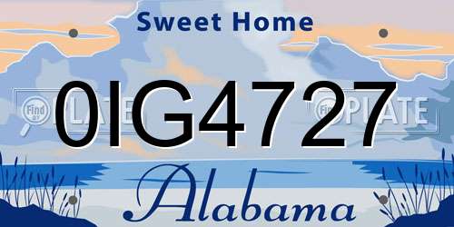 0IG4727 Alabama License Plate