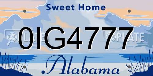 0IG4777 Alabama License Plate