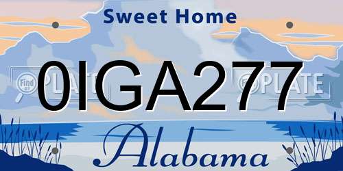 0IGA277 Alabama License Plate