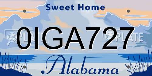 0IGA727 Alabama License Plate