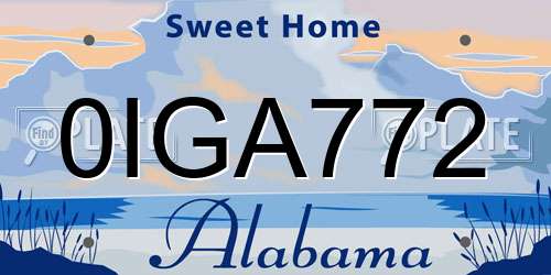 0IGA772 Alabama License Plate