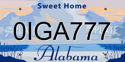 0IGA777 Alabama License Plate