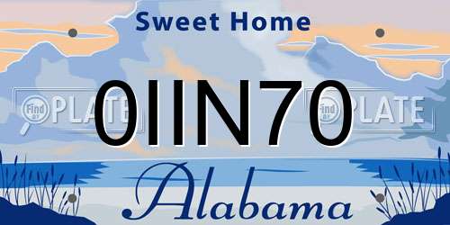 0IIN70 Alabama License Plate