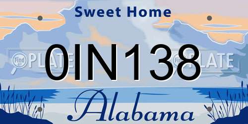 0IN138 Alabama License Plate