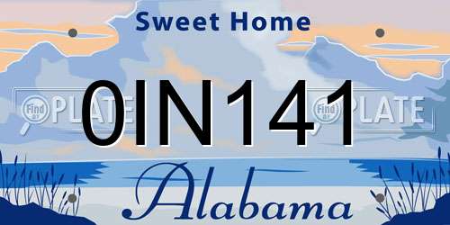 0IN141 Alabama License Plate