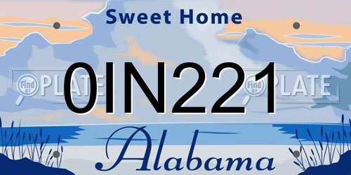 0IN221 Alabama License Plate
