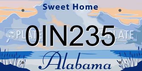 0IN235 Alabama License Plate