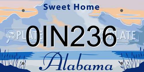0IN236 Alabama License Plate