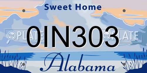 0IN303 Alabama License Plate