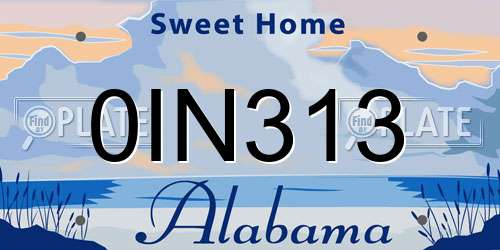 0IN313 Alabama License Plate