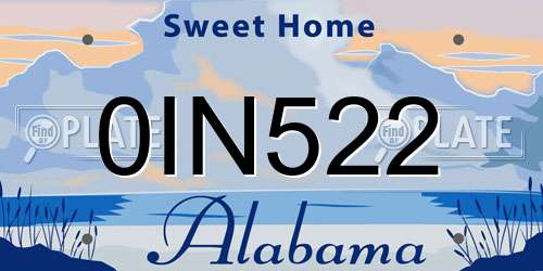 0IN522 Alabama License Plate