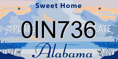 0IN736 Alabama License Plate