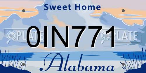 0IN771 Alabama License Plate