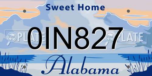 0IN827 Alabama License Plate