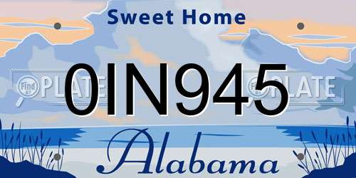 0IN945 Alabama License Plate
