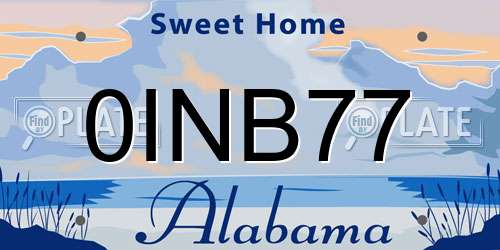 0INB77 Alabama License Plate
