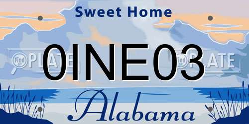 0INE03 Alabama License Plate