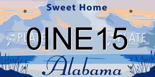 0INE15 Alabama License Plate