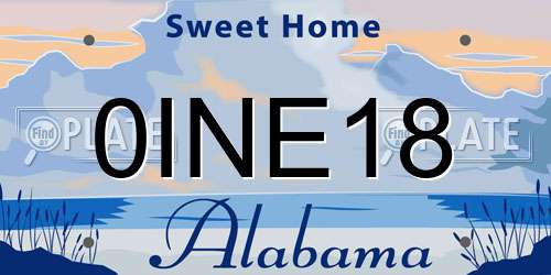 0INE18 Alabama License Plate